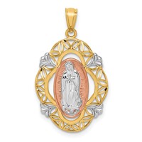 14K Two-tone Pendant with White Rhodium Our Lady of Guadalupe view 1