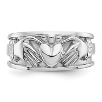 14K White Gold Claddagh Band view 5