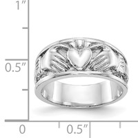 14K White Gold Claddagh Band view 3
