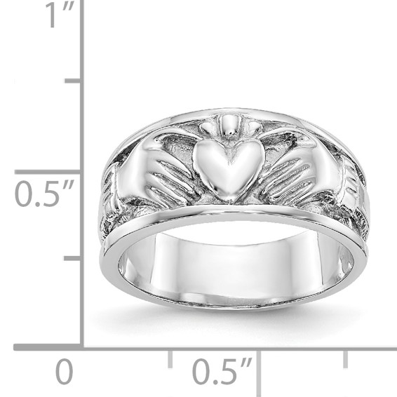 14k White Gold Claddagh Band
