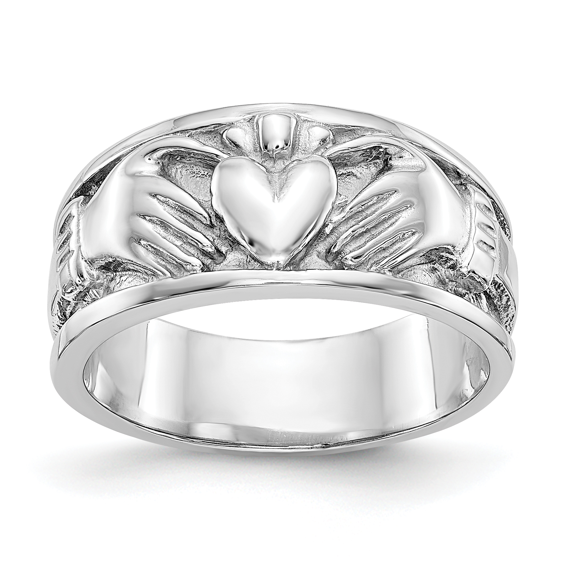 14k White Gold Claddagh Band (K565)