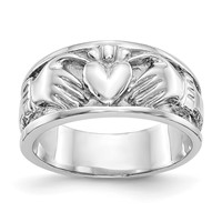 14K White Gold Claddagh Band view 1