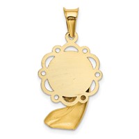 14K and White Rhodium Satin and Polished Diamond-cut Virgin Mary Scalloped Edge Pendant view 3