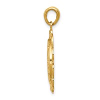 14K Yellow Gold Polished Solid Large Miraculous Medal Pendant with Scallop Frame Round view 2