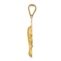 14K Yellow Gold Satin and Polished Diamond-cut Virgin Mary Scalloped Edge Pendant view 2