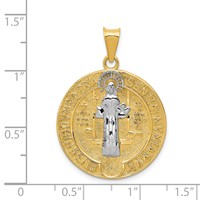 14K and White Rhodium Solid Large St. Benedict Medal Pendant view 4