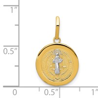 14K and White Rhodium Solid St. Benedict Medal Round Pendant view 4