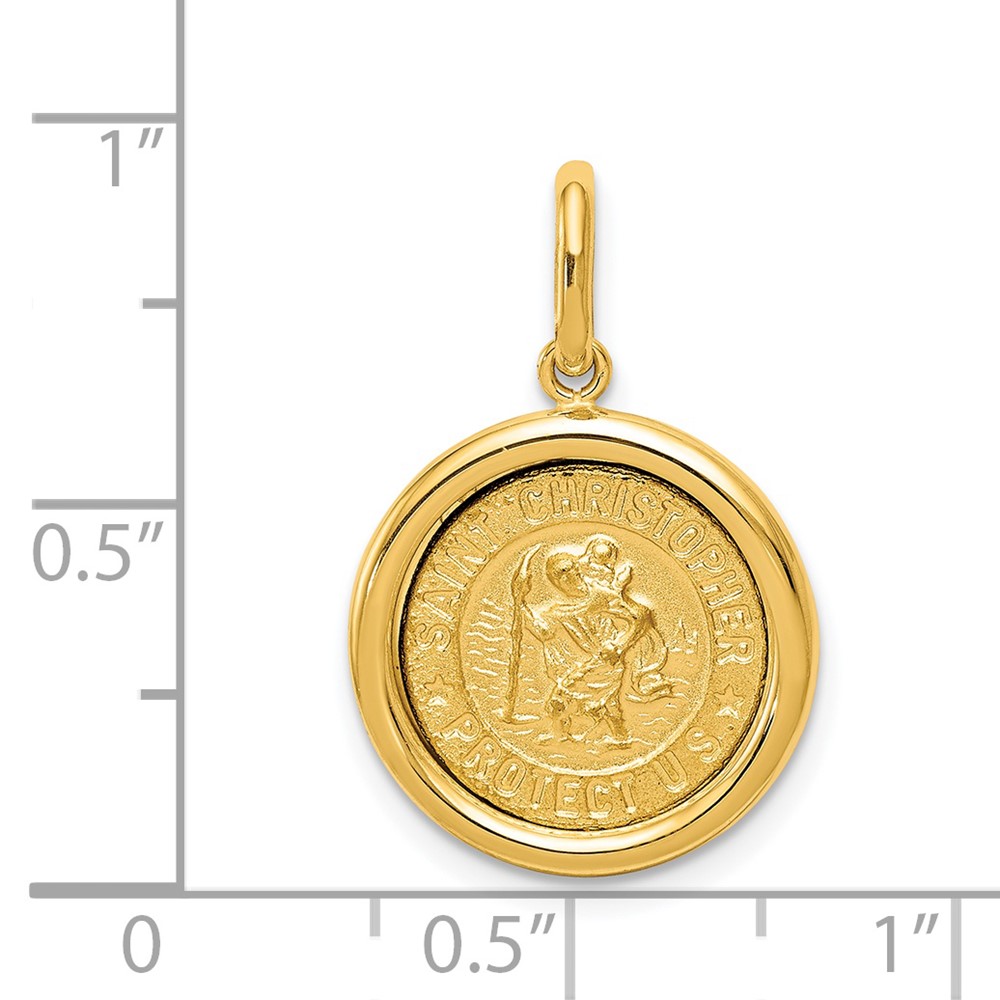 14K Polished And Satin St Christopher Medal Pendant (K5662)