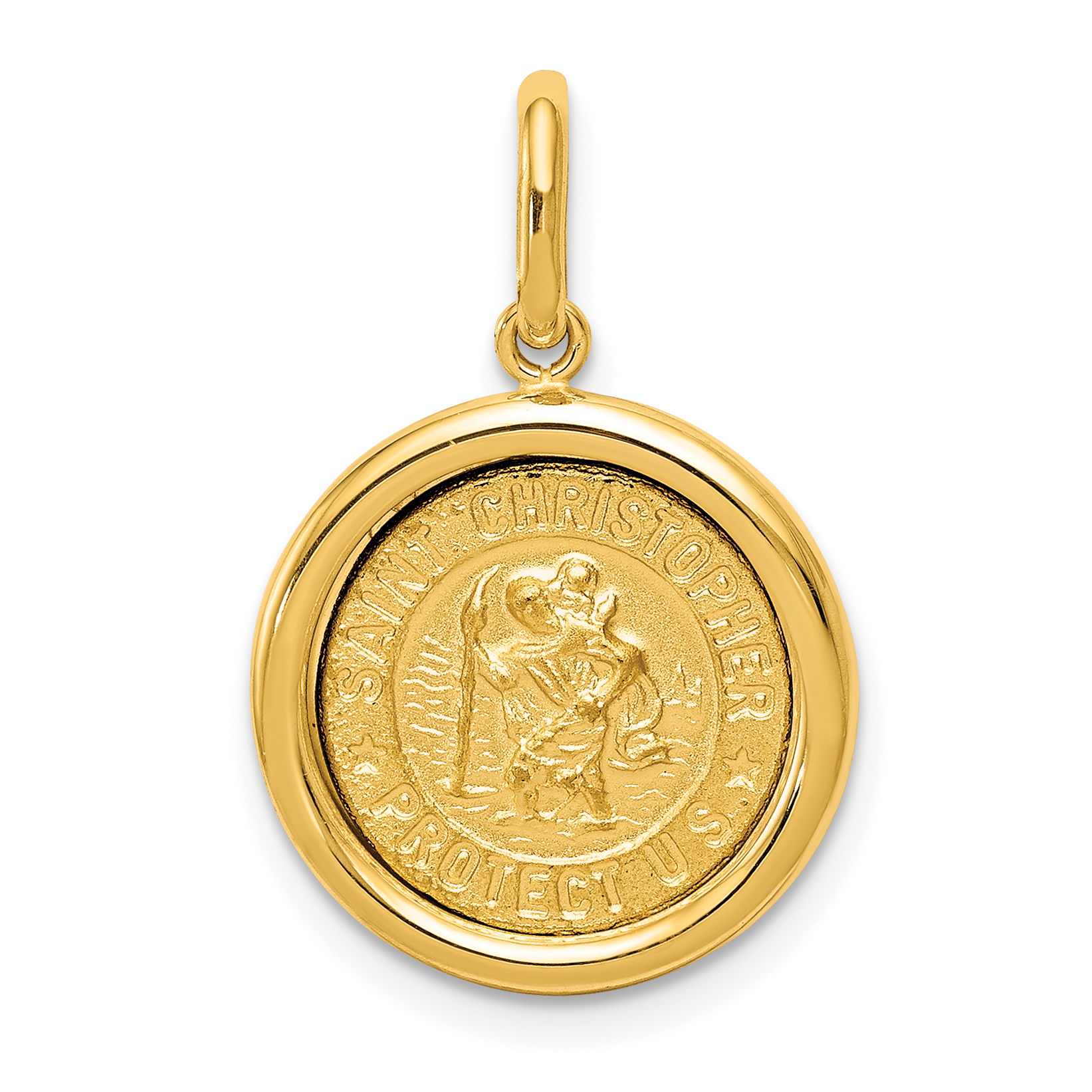 14K Polished And Satin St Christopher Medal Pendant (K5662)
