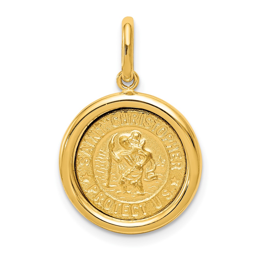14K Polished And Satin St Christopher Medal Pendant (K5662)