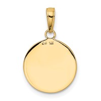 14K Yellow Gold Polished Solid Saint Francis Medal Round Pendant view 3