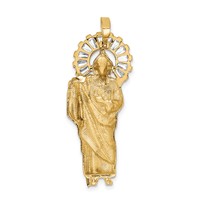 14K and White Rhodium CZ Polished Diamond-cut St. Jude Thaddeus Pendant view 4