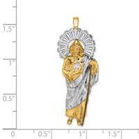 14K and White Rhodium CZ Polished Diamond-cut St. Jude Thaddeus Pendant view 3