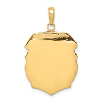 14K Yellow Gold Polished Solid Large Saint Michael Protect Us Medal Badge Pendant view 4