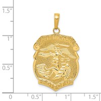 14K Yellow Gold Polished Solid Large Saint Michael Protect Us Medal Badge Pendant view 3