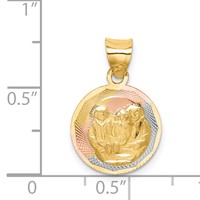 14K Pendant with Rose and White Rhodium Diamond-cut Baptism Round view 3