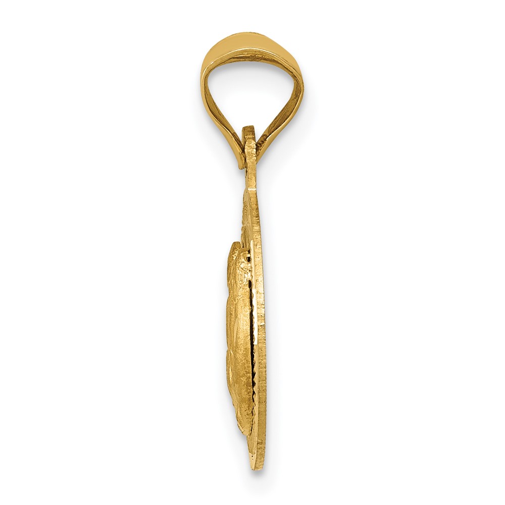 14k Polished and D/C Baptism Circle Pendant (K5676)