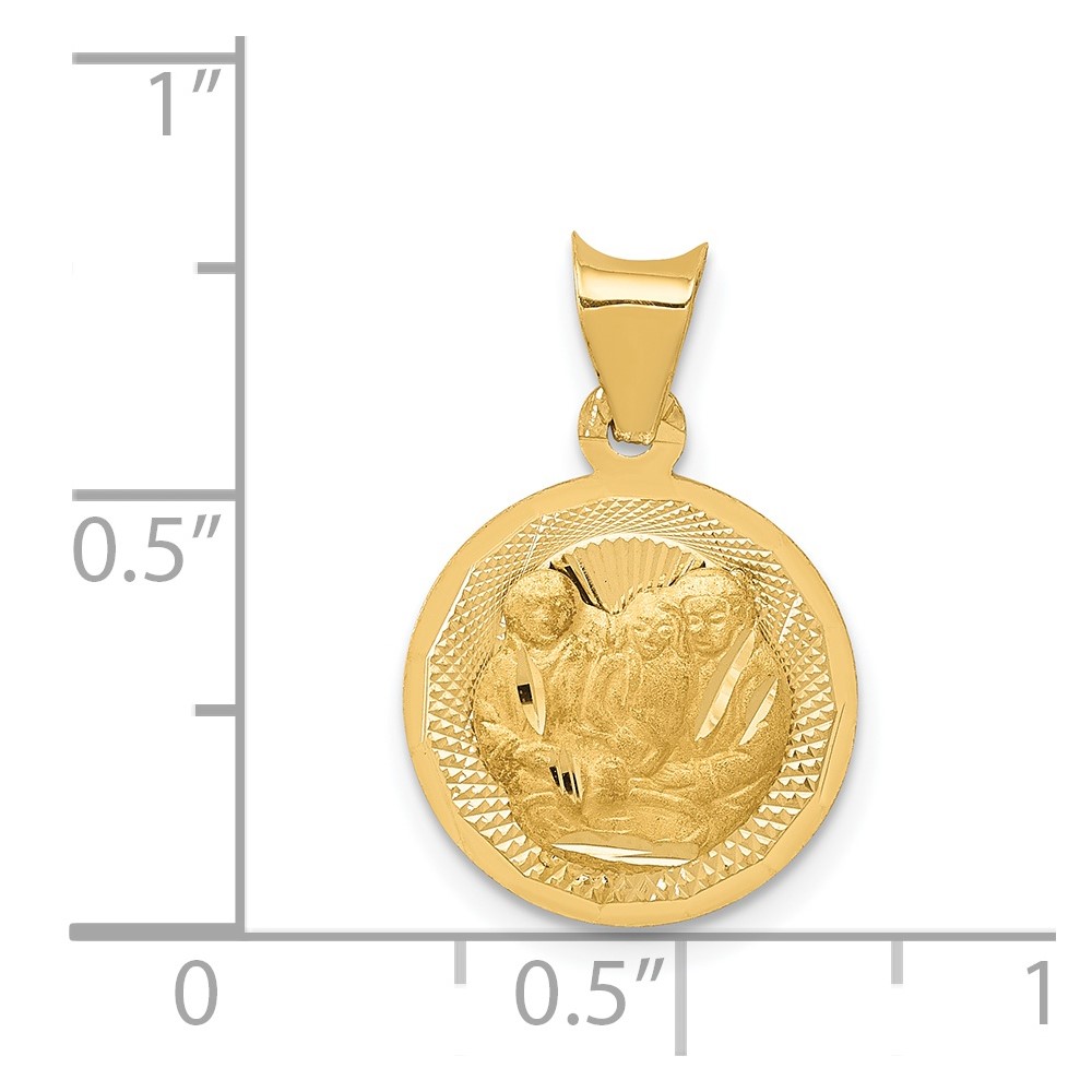 14k Polished and D/C Baptism Circle Pendant (K5676)
