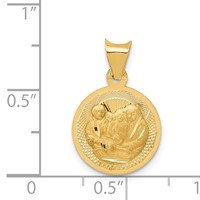14K Yellow Gold Polished and Diamond-cut Baptism Round Pendant view 3