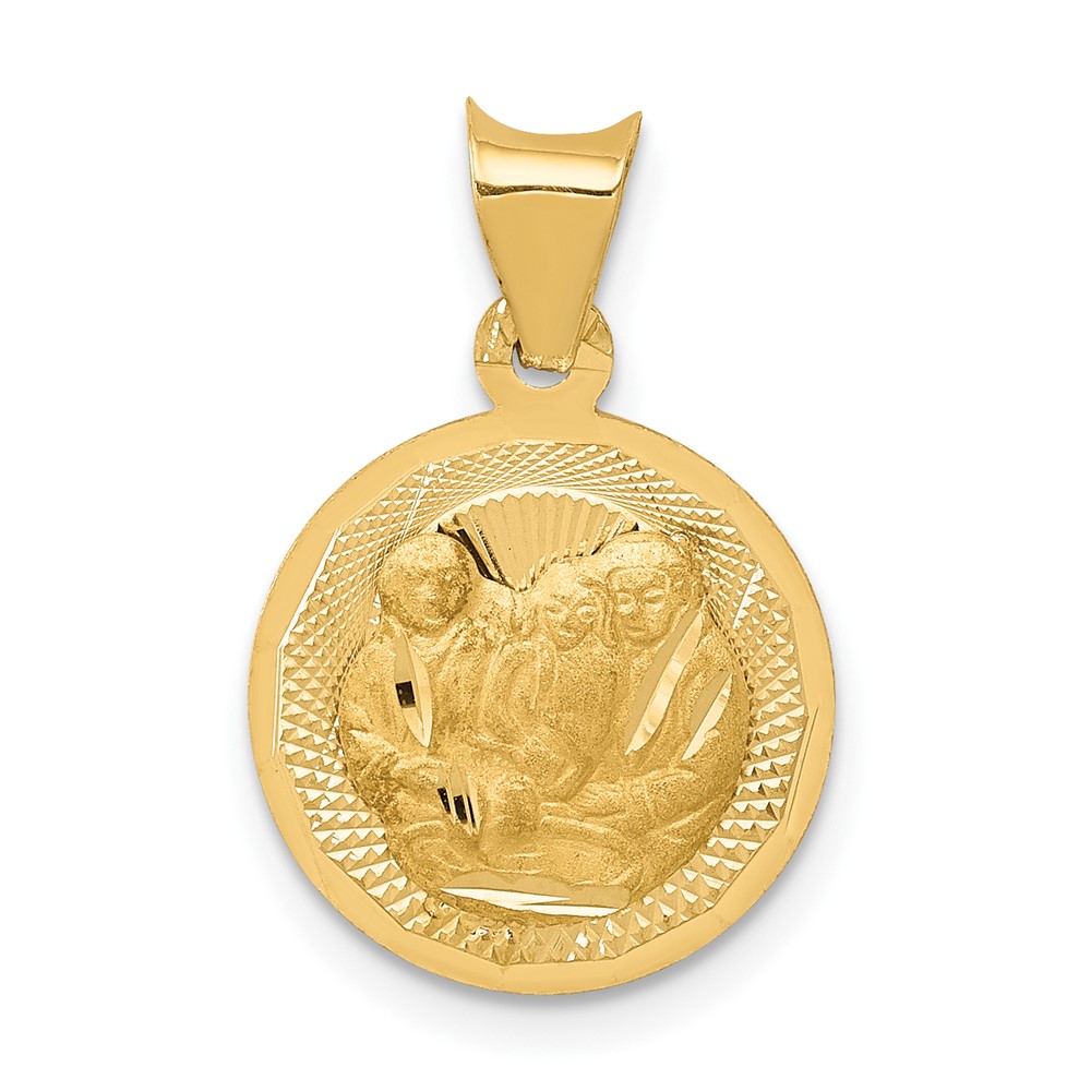 14k Polished and D/C Baptism Circle Pendant (K5676)