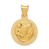 14K Yellow Gold Polished and Diamond-cut Baptism Round Pendant view 1