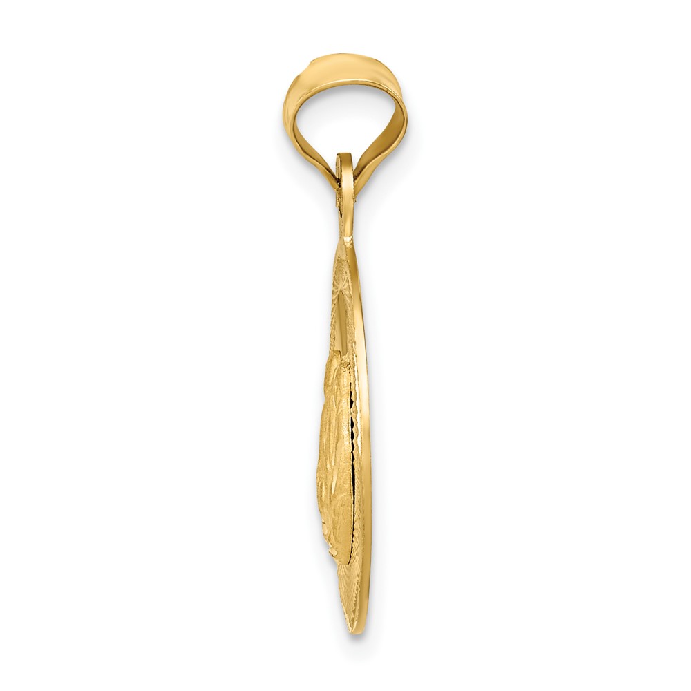 14k Polished and D/C Baptism Circle Pendant (K5677)
