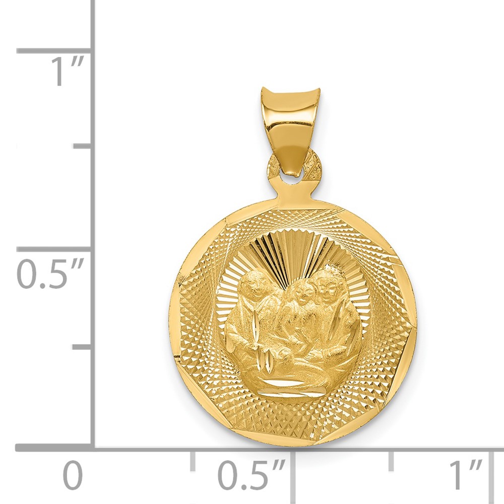 14k Polished and D/C Baptism Circle Pendant (K5677)