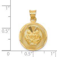 14K Yellow Gold Polished and Diamond-cut Baptism Round Pendant view 3