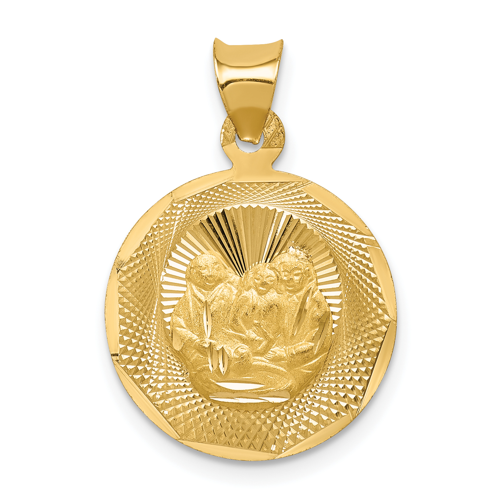 14k Polished and D/C Baptism Circle Pendant (K5677)