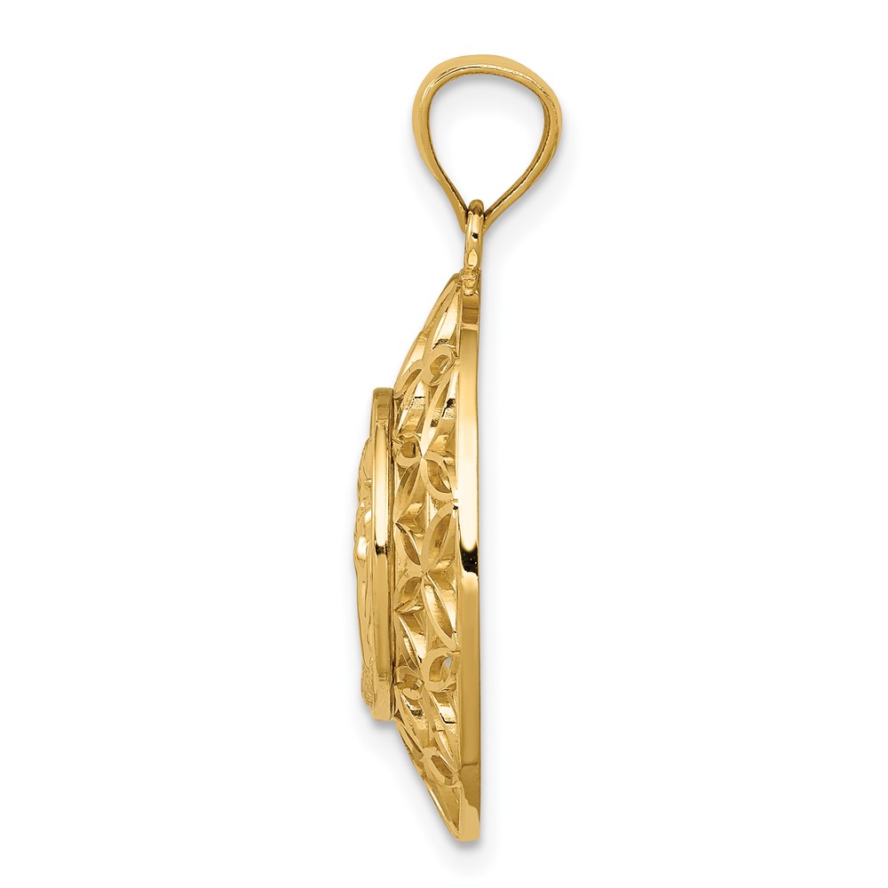 14k Gold Polished Angel D/C Medal Pendant (K5690)