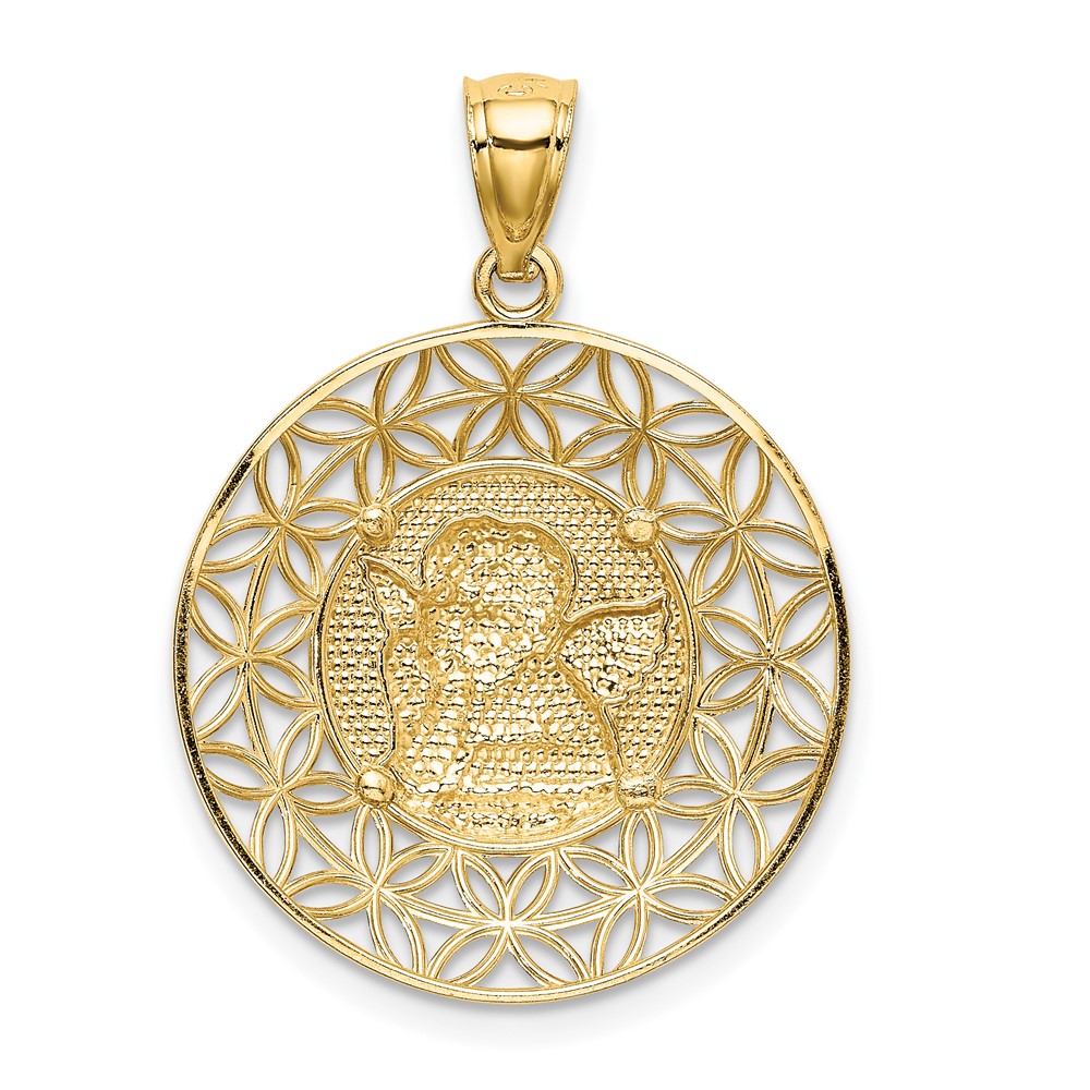 14k Gold Polished Angel D/C Medal Pendant (K5690)