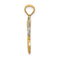 14K and White Rhodium Polished and Textured Angel Pendant view 2