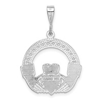 14K White Gold Claddagh Pendant view 3
