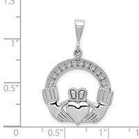 14K White Gold Claddagh Pendant view 4