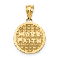 14K Yellow Gold Polished Reversible Have Faith Footprints Pendant view 3