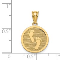 14K Yellow Gold Polished Reversible Have Faith Footprints Pendant view 4