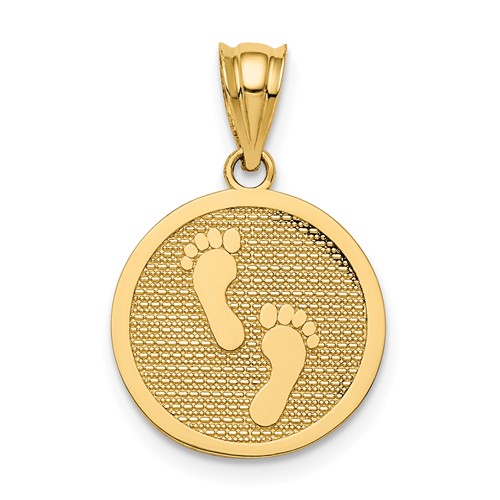 14K Yellow Gold Polished Reversible Have Faith Footprints Pendant