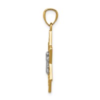 14K Two-tone Gold Polished Star of David Pendant with Chai view 2
