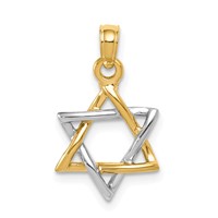 14K Two-tone Polished Star of David Pendant view 1