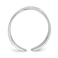 14K White Gold Polished Heart Design Adjustable Toe Ring view 2
