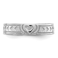 14K White Gold Polished Heart Design Adjustable Toe Ring view 5