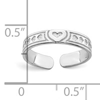 14K White Gold Polished Heart Design Adjustable Toe Ring view 4