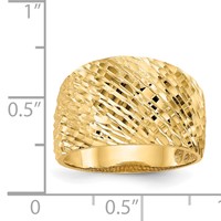 14K Polished and Textured Diamond-cut Dome Ring view 4