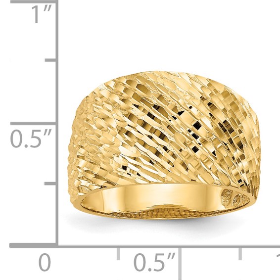 14K Polished and Textured Diamond-cut Dome Ring