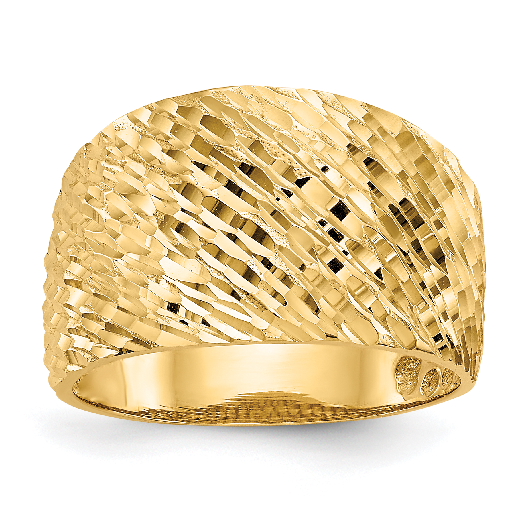 14K Gold Polished Textured Dome Ring (K5717)