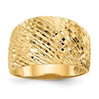 14K Polished and Textured Diamond-cut Dome Ring view 1