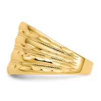 14K Yellow Gold Polished Diamond-cut Four Ridge Fashion Dome Ring view 3