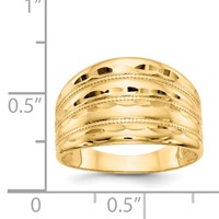 14K Yellow Gold Polished Diamond-cut Four Ridge Fashion Dome Ring view 4