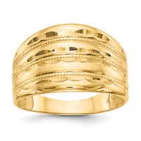 14K Yellow Gold Polished Diamond-cut Four Ridge Fashion Dome Ring view 1