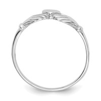 14K White Gold Polished and Satin Claddagh Ring view 2